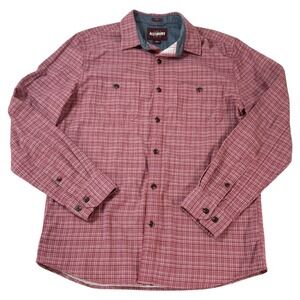 ALESBURY Mens Slim Fit Plaid Long Sleeve Button Up Shirt Size M Burgundy‎ White